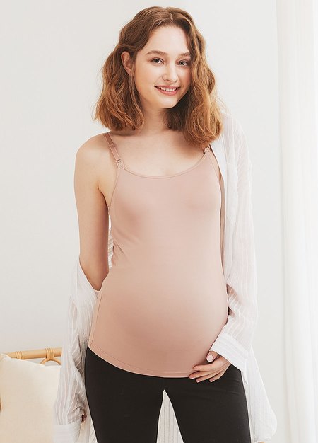 My Bump Women Maternity Clothes Cami Dress - Stretch Cotton Adjustable  Spaghetti Straps Pregnancy Slip Camisole Tank